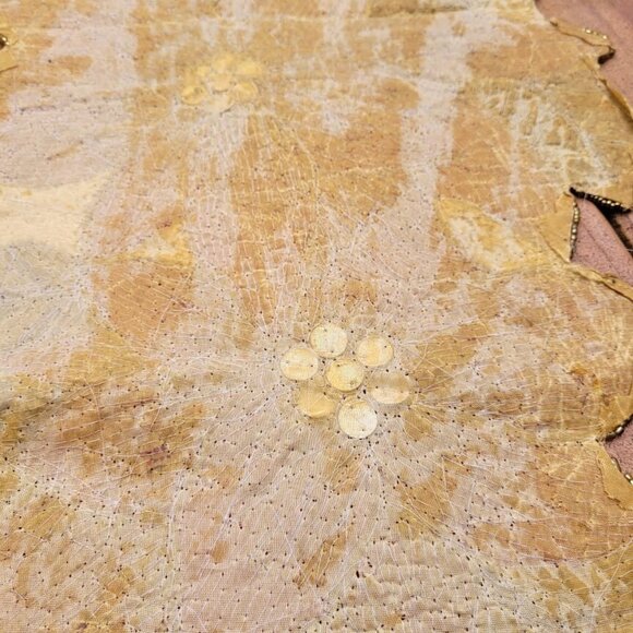 VTG Christmas Poinsettia Table Runner Beaded Floral Holiday Decor Party Display - Picture 6 of 8